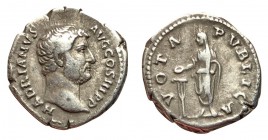 Hadrian, 117 - 138 AD, Silver Denarius, Hadrian Sacrificing