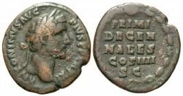Antoninus Pius, 138 - 161 AD, AE As, Inscription within Wreath