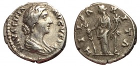 Faustina Jr., 147 - 175 AD, Silver Denarius, Hilaritas