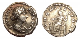 Faustina Jr., 147 - 175 AD, Silver Denarius, Juno