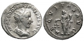 Gordian III, 238 - 244 AD, Silver Antoninianus, Aequitas