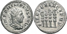 Philip I, 244 - 249 AD, Silver Antoninianus, Salus, Legionary Standards