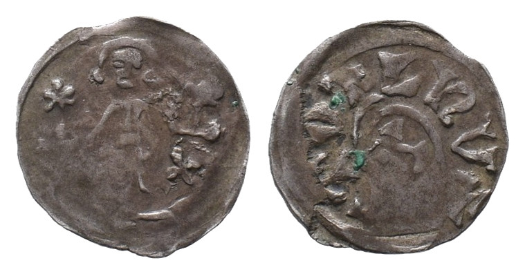 Anhalt Köthen, Albrecht I. 1275-1316, Denar. 0,53 g. Fürst steht von vorne zwisc...