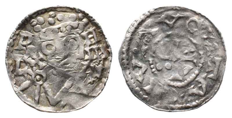 Augsburg, Heinrich II. 1009-1024, Denar. 1,15 g. Hahn 145.36. Gewellt, sehr schö...