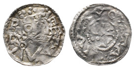 Augsburg, Heinrich II. 1009-1024, Denar. 1,15 g. Hahn 145.36. Gewellt, sehr schön