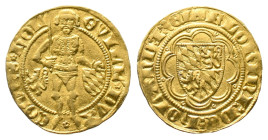 Bayern, Wilhelm V. als Herzog von Holland 1350-1389, Goldgulden (Florin d'or) o.J. (1378-1385). 3,44 g. Delm. 725; Fb. 105. Sehr schön-vorzüglich
