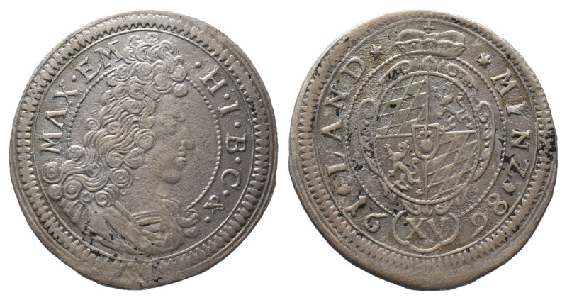 Bayern, Maximilian II. Emanuel 1679-1726, 15 Kreuzer (1/4 Gulden) 1698, München....