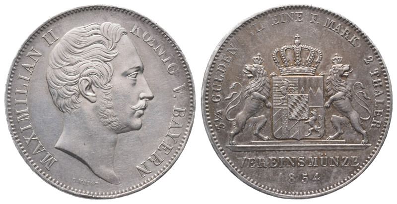 Bayern, Maximilian II. Joseph 1848-1864, Doppeltaler 1854, München. 37,10 g. AKS...