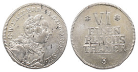 Brandenburg Ansbach, Karl Wilhelm Friedrich, 1729-1757, 1/6 Taler o.J. Schwabach. 4,84 g. Slg. Grüber 4476. Prachtexemplar. Kl. Schrötlingsfehler, vor...