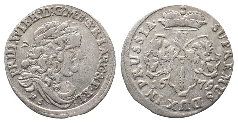 Brandenburg Preußen, Friedrich Wilhelm 1640-1688, 6 Gröscher 1679, Königsberg. 2...