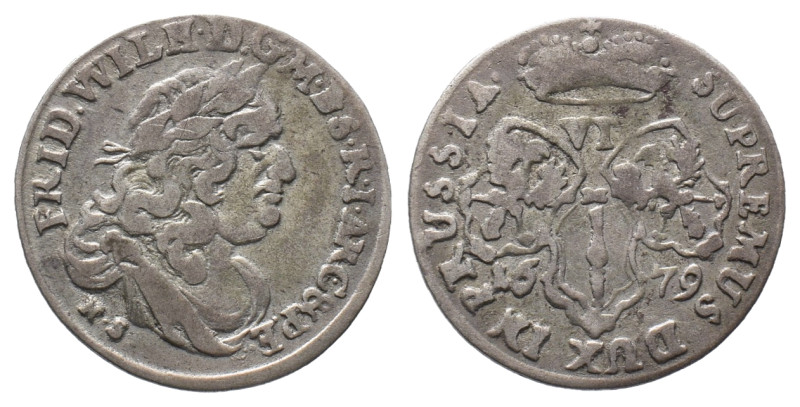 Brandenburg Preußen, Friedrich Wilhelm 1640-1688, 6 Gröscher 1679, Königsberg. 3...