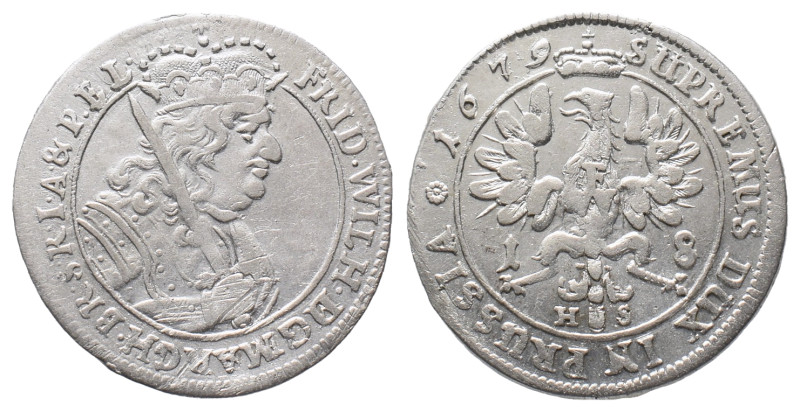 Brandenburg Preußen, Friedrich Wilhelm 1640-1688, 18 Gröscher 1679, Königsberg. ...