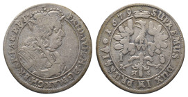 Brandenburg Preußen, Friedrich Wilhelm 1640-1688, 18 Gröscher 1679, Königsberg. 5,84 g. v. Schr. 1642. Sehr schön