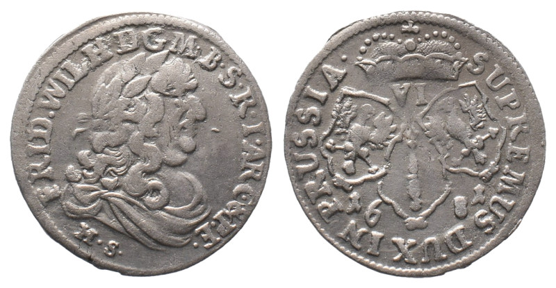 Brandenburg Preußen, Friedrich Wilhelm 1640-1688, 6 Gröscher 1681, Königsberg. 3...