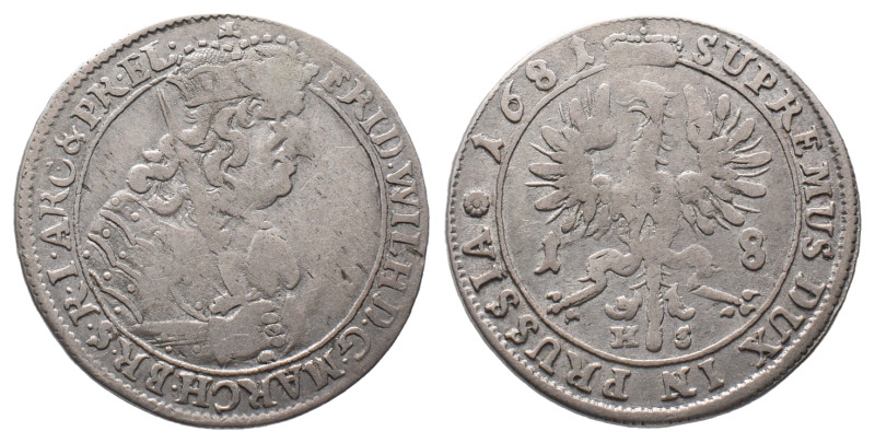 Brandenburg Preußen, Friedrich Wilhelm 1640-1688, 18 Gröscher 1681, Königsberg. ...
