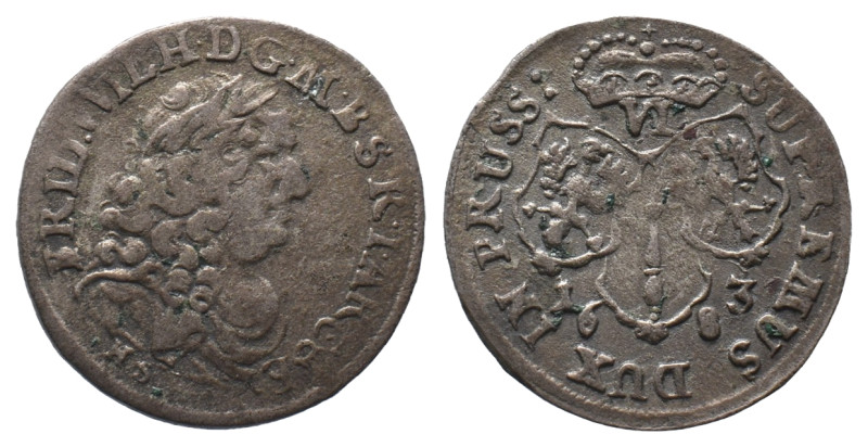 Brandenburg Preußen, Friedrich Wilhelm 1640-1688, 6 Gröscher 1683, Königsberg. 3...