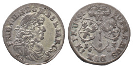 Brandenburg Preußen, Friedrich Wilhelm 1640-1688, 6 Gröscher 1683, Königsberg. 3,25 g. v. Schr. 1806 var. Sehr schön-vorzüglich