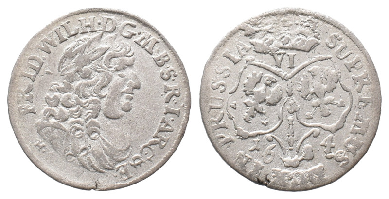 Brandenburg Preußen, Friedrich Wilhelm 1640-1688, 6 Gröscher 1684, Königsberg. 3...