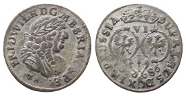 Brandenburg Preußen, Friedrich Wilhelm 1640-1688, 6 Gröscher 1686, Königsberg. 3,05 g. v. Schr. 1860. Sehr schön-vorzüglich