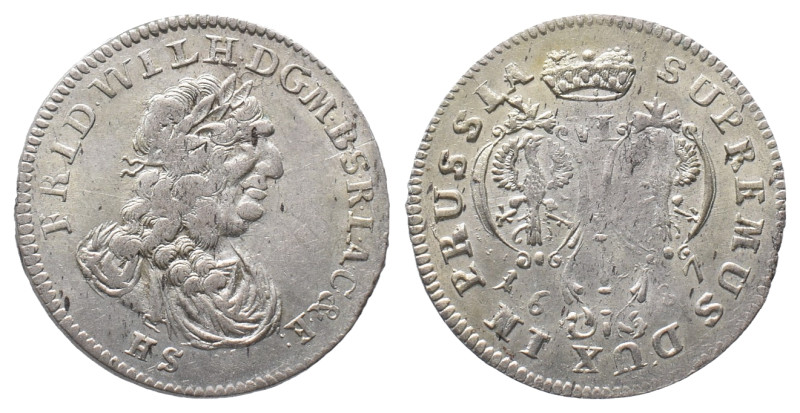 Brandenburg Preußen, Friedrich Wilhelm 1640-1688, 6 Gröscher 1687, Königsberg. 3...