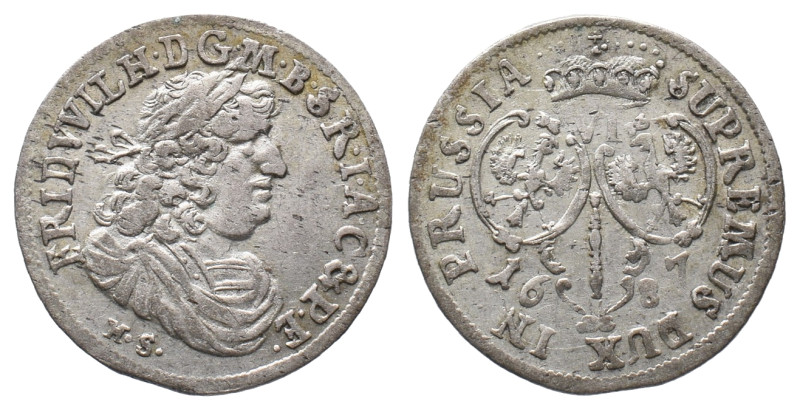 Brandenburg Preußen, Friedrich Wilhelm 1640-1688, 6 Gröscher 1687, Königsberg. 3...