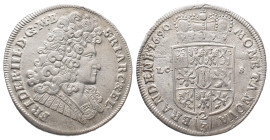 Brandenburg Preußen, Friedrich III. 1688-1701, 2/3 Taler 1690, Berlin. 17,38 g. v. Schr. 74b; Dav. 270. Attraktives Exemplar. Vorzüglich