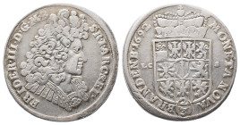 Brandenburg Preußen, Friedrich III. 1688-1701, 2/3 Taler 1692, Berlin. 17,15 g. v. Schr. 117; Dav. 270. Sehr schön-vorzüglich