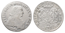 Brandenburg Preußen, Friedrich II. 1740-1786, 6 Gröscher 1752, Königsberg. 3,13 g. Olding 199a. Sehr schön-vorzüglich