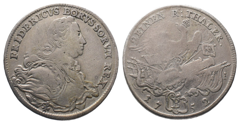 Brandenburg Preußen, Friedrich II. 1740-1786, 1/2 Taler 1752, Breslau. 10,66 g. ...