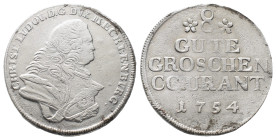 Mecklenburg Schwerin, Christian Ludwig II. 1747-1756, 8 Gute Groschen 1754. 7,33 g. Kunzel 328 A/a. Kl, Zainende, sehr schön