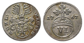 Mühlhausen, Stadt, 6 Pfennig 1767. 1,47 g. Behr 49. Prachtexemplar. Fast Stempelglanz