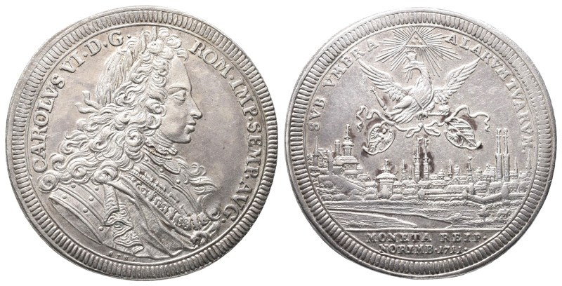 Nürnberg, Stadt, Reichstaler 1711, mit Titel Karls VI. 29,24 g. Dav. 2475; Kelln...