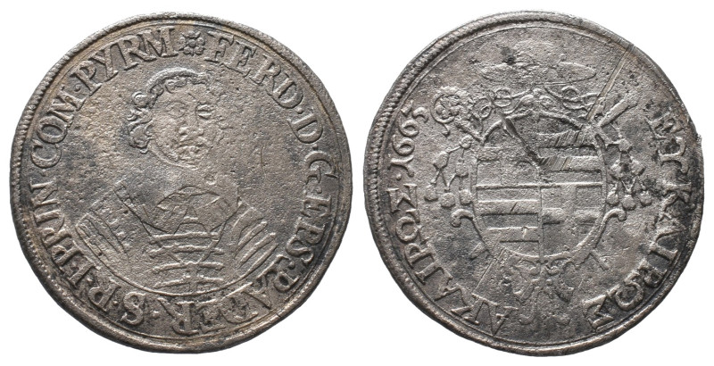 Paderborn, Ferdinand II. von Fürstenberg 1661-1683, 1/4 Reichstaler 1663, 6,20 g...