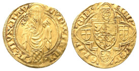 Pfalz, Ludwig III. 1410-1436, Goldgulden o.J. (1422), Bacharach. 3,43 g. Mit Beizeichen Kreuz, darunter Punkt. Fb. 1974. Min. gewellt, kl. Stempelfehl...