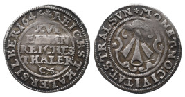 Pommern, Stralsund, Stadt, 1/16 Taler 1646 CS. 1,66 g. Bratring 90. Min. gewellt, leichte Prägeschwäche, sehr schön