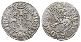 Rostock, Stadt, Doppelschilling 1606. 2,94 g. Kunzel 131 D/b. Sehr schön +