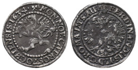 Rostock, Stadt, 1/ 8 Taler 1634, mit Titel Ferdinands II. 3,52 g. Kunzel 123 A/a. Sehr selten. Sehr schön +