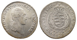 Sachsen, Friedrich August I. 1806-1827, 1/6 Taler 1808, Dresden. 5,48 g. AKS 37; J. 9. Prachtexemplar. Leicht justiert, vorzüglich-Stempelglanz