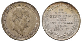 Sachsen, Friedrich August II. 1836-1854, 1/6 Taler 1854, auf seinen Tod, Dresden. 5,43 g. AKS 120; J. 92. Prachtexemplar. Vorzüglich-Stempelglanz