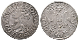 Schleswig Holstein Gottorp, Johann Adolf 1590-1616, Doppelschilling (1/16 Taler) 1599. 2,95 g. Sehr schön +