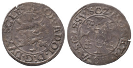 Schleswig Holstein Gottorp, Johann Adolf 1590-1616, Doppelschilling (1/16 Taler) 1602. 2,77 g. Kl. Randfehler, sehr schön