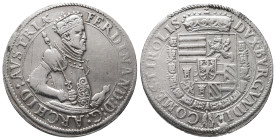 Römisch Deutsches Reich, Ferdinand II. 1564-1595, Reichstaler o.J. 28,04 g. Dav. 8097. Walzenspuren, sehr schön