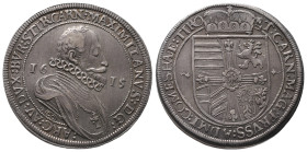 Römisch Deutsches Reich, Maximilian 1612-1618, Reichstaler 1615, Hall. 28,20 g. Dav. 3321 A. Hübsche Patina, winz. Randfehler, kl. Kratzer, vorzüglich...