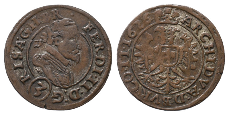 Römisch Deutsches Reich, Ferdinand II. 1592-1618-1637, Ku- 3 Kreuzer 1626, Tropp...