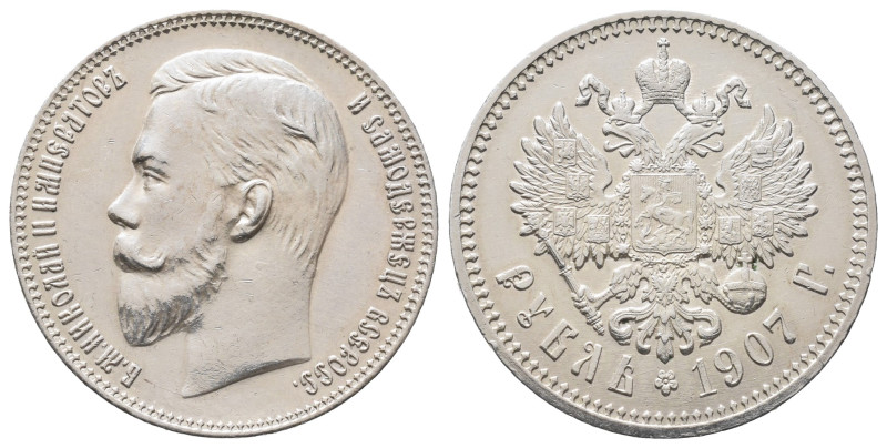 Russland, Nikolaus II. 1894-1917, Rubel 1907. 20,04 g. Bitkin 61. Sehr schön