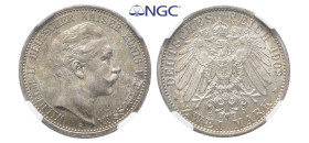 Preußen, Wilhelm II. 1888-1918, 2 Mark 1902. J. 102. Prachtexemplar. Fast Stempelglanz. Im NGC Plastikholder mit der Bewertung MS 64 (5783349-012)