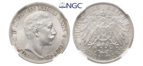 Preußen, Wilhelm II. 1888-1918, 2 Mark 1904. J. 102. Prachtexemplar. Fast Stempelglanz. Im NGC Plastikholder mit der Bewertung MS 64 (5779103-001)