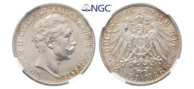 Preußen, Wilhelm II. 1888-1918, 2 Mark 1906. J. 102. Prachtexemplar. Fast Stempelglanz. Im NGC Plastikholder mit der Bewertung MS 63 (5780007-005)