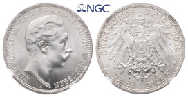 Preußen, Wilhelm II. 1888-1918, 3 Mark 1912. J. 103. Prachtexemplar. Fast Stempelglanz. Im NGC Plastikholder mit der Bewertung MS 64 (5779869-003)