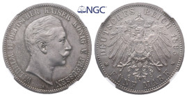 Preußen, Wilhelm II. 1888-1918, 5 Mark 1895. J. 104. Vorzüglich. Im NGC Plastikholder mit der Bewertung AU 58 (5785789-007)